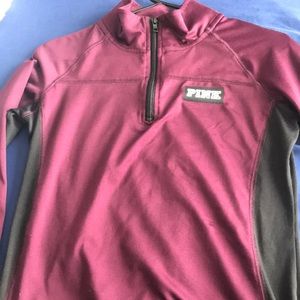 Maroon and black half zip